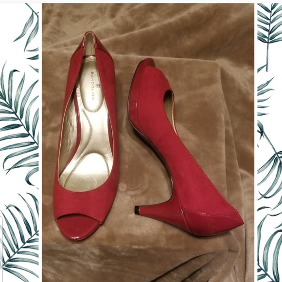 Bandolino peep toe Womans Red heels size 9 1/2 M NWOT - Picture 3 of 8